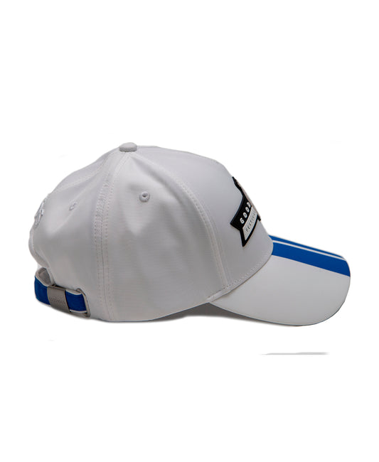 Goodwood Festival Of Speed Racing Colours White Blue Baseball Cap Side