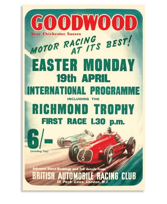 Goodwood Revival Vintage Reproduction Easter Monday Poster
