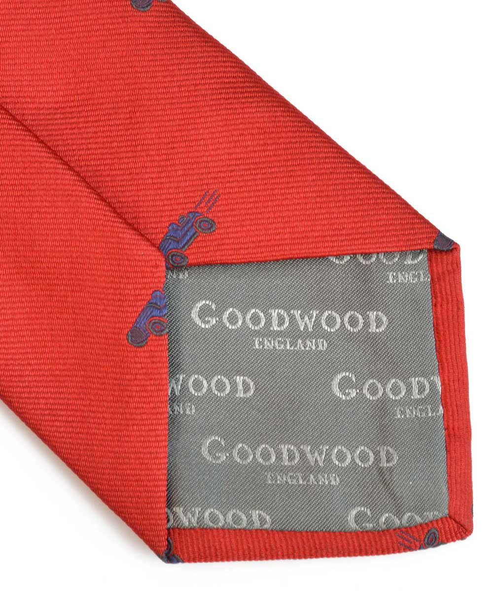 Goodwood Silk Cartoon Red Blue Car Tie Detail