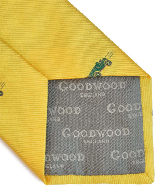 Goodwood Silk Cartoon Yellow Green Car Tie Detail