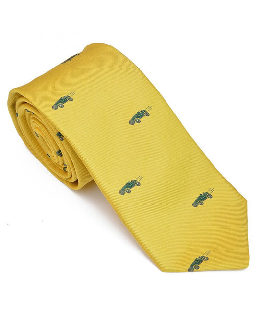 Goodwood Silk Cartoon Yellow Green Car Tie