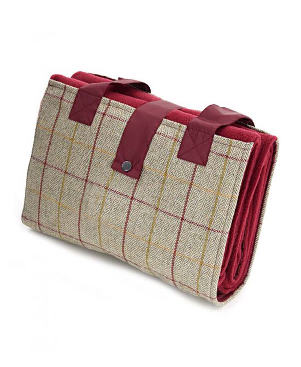 Goodwood Chequered Travel Picnic Rug in Red