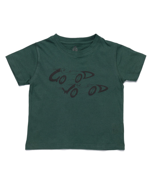 Goodwood Twin Cartoon Cars Green Cotton Childrens T-Shirt