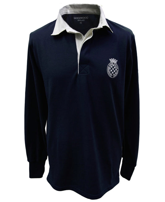 Mens Navy Cotton GRRC Long Sleeved Rugby Shirt