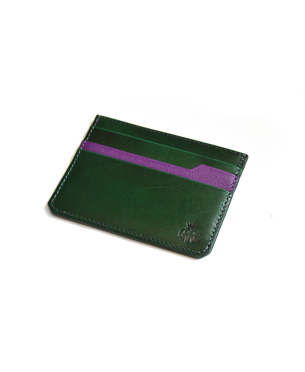 GRRC Leather Card Holder in Green & Purple