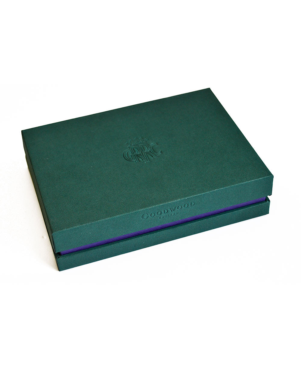 GRRC Leather Luggage Tag in Green & Purple Presentation Box
