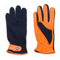 Leather Palmed Driving Gloves with Strap Orange & Navy